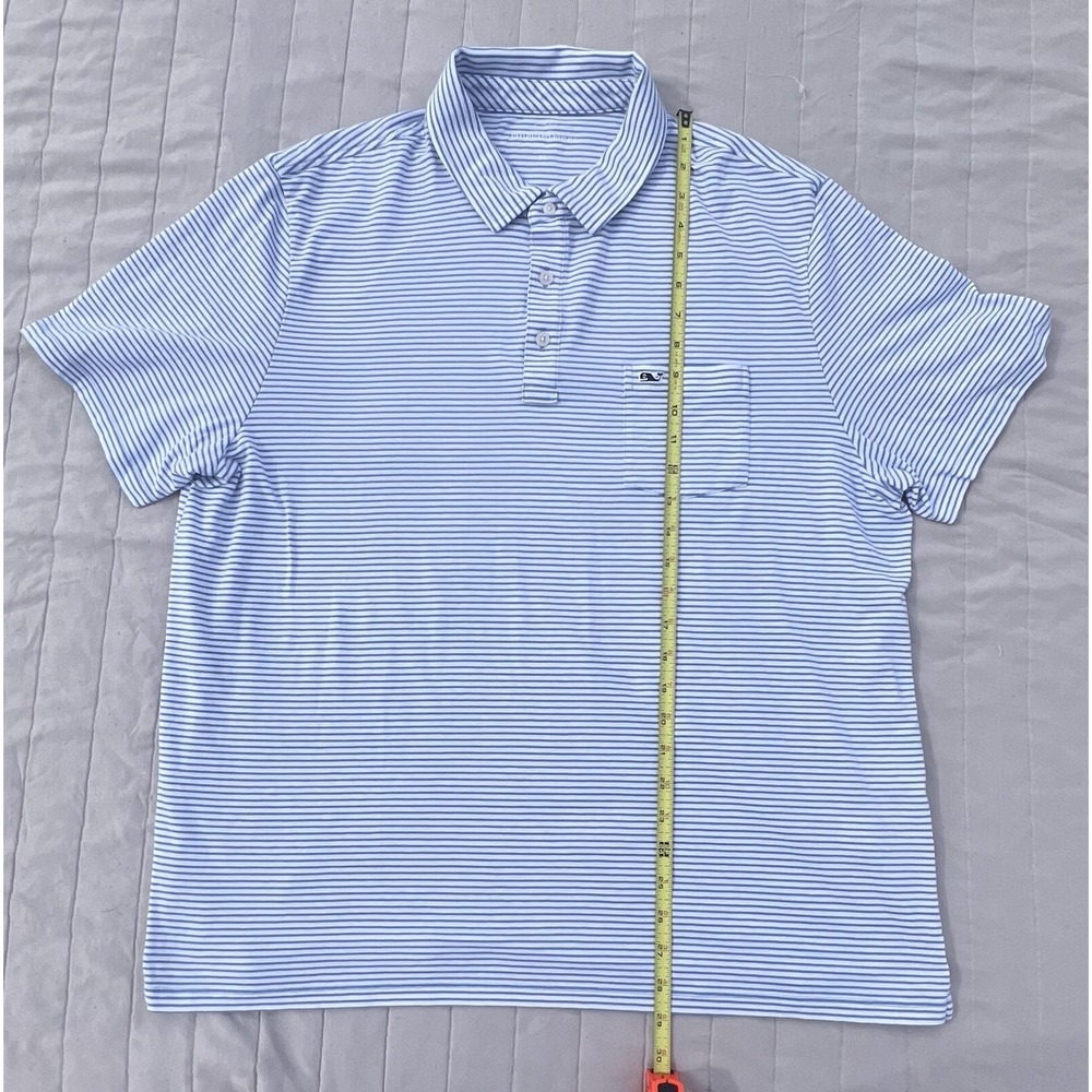 Vineyard Vines Shirt Adult MensXL Blue Striped Short Sleeve Edgartown Polo Golf - Picture 4 of 5
